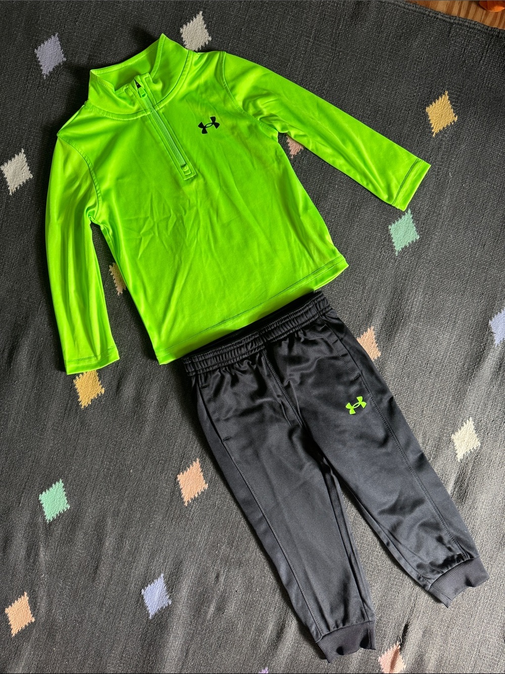 Under Armour Neon Green Quarter-Zip Top with Black Joggers
